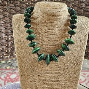 Uganda Handmade Green/Black Paper Spinner Beads Necklace